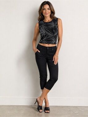 H&M Women's Y2K Glitter Celestial Stretchy Crop Cami Tank Top Sz M Whimsigoth